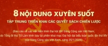[Infographic] Tám nội dung xuyên suốt tập trung triển khai các quyết sách chiến lược