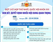 [INFOGRAPHICS] Đợt 2 Kỳ họp thứ Nhất, Quốc hội khóa XVI: Xem xét, quyết định nhiều nội dung quan trọng