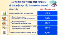 Các chỉ tiêu chủ yếu để thực hiện mục tiêu tăng trưởng "2 con số"