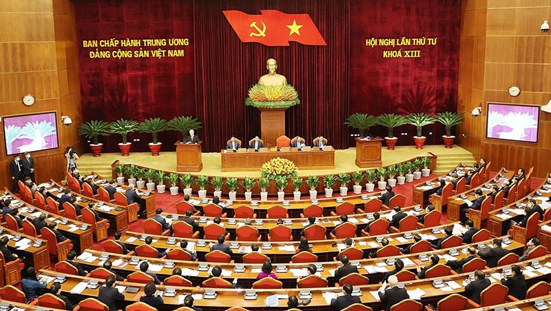 Toàn cảnh phiên bế mạc Hội nghị lần thứ tư, Ban Chấp hành Trung ương Đảng khóa XIII. (Ảnh: TTXVN).